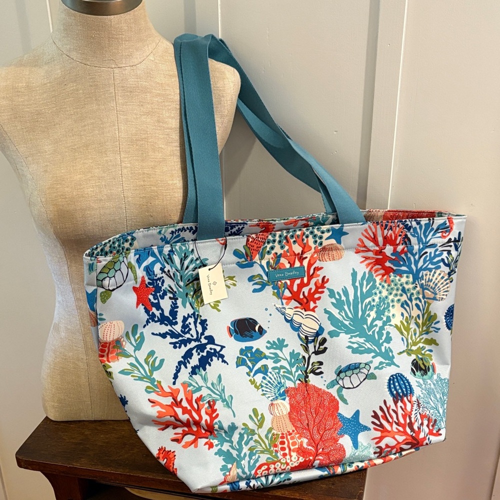 Colorful Coral Print Tote Bag